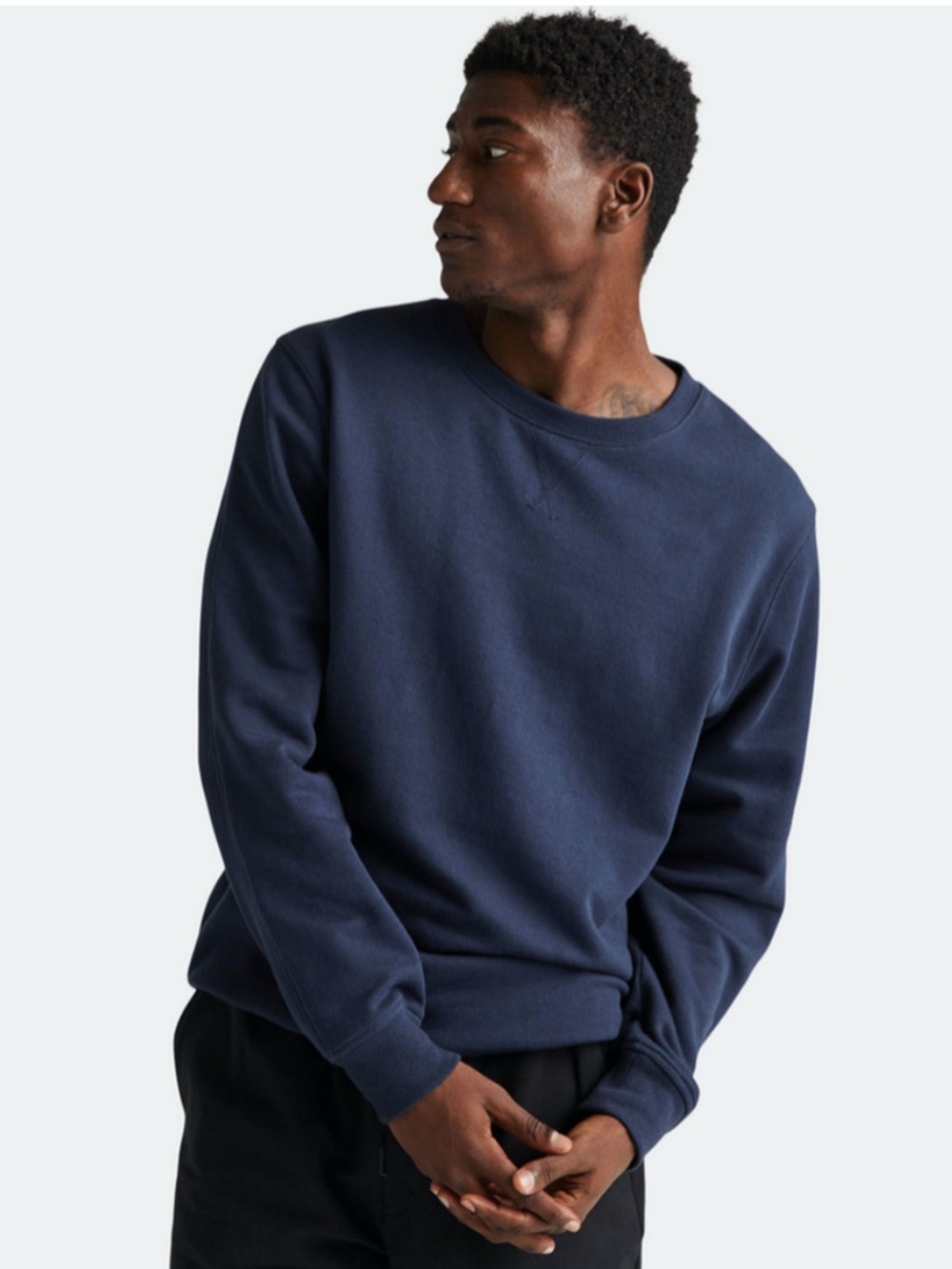Richer Poorer Crewneck Cotton Sweatshirt Navy Marine Blue Pullover Minimalist
